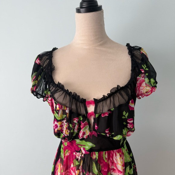 ✨ Betsey Johnson Intimates Sheer Floral Babydoll Lingerie 1X ✨ - Picture 3 of 12